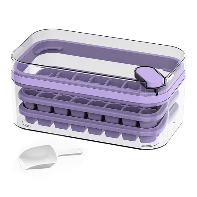 Double Layer Ice Tray with Easy Release, 64Pcs Ice Maker Box for Home, Press Button Design, Food Grade Material - Convenient and Quick Ice Freezer Storage