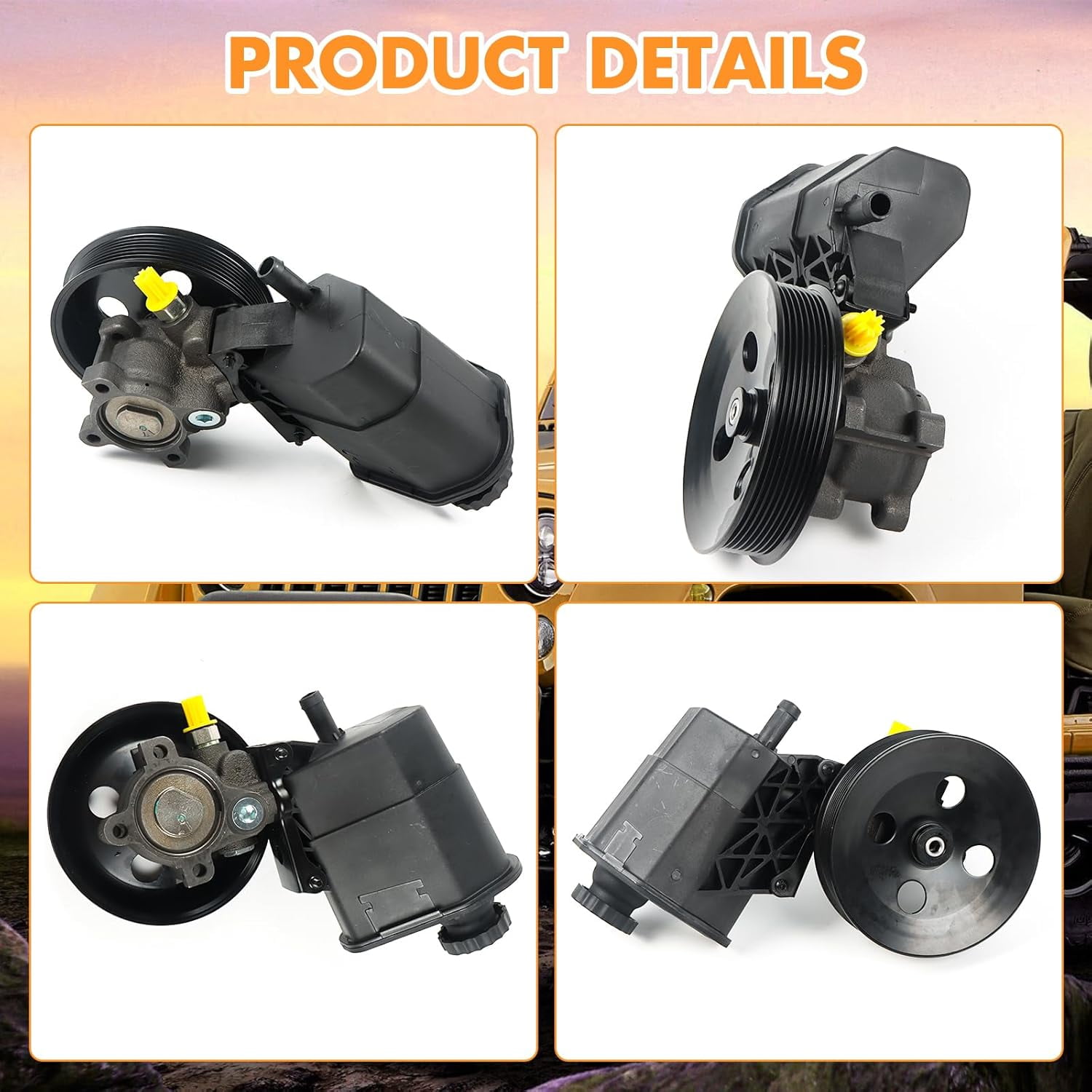 PANGOLIN Power Steering Pump with Pulley & Reservoir 20-70268 Compatible with 2003-2007 Ram 2500 Ram 3500 Power Assist Steering Pump Replacement Part OE 5073241AA, 52106842AE, 52106842AG