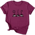 thumbnail image 4 of 3 Cats Print Cute Short Sleeve T-Shirt For Women, 4 of 5