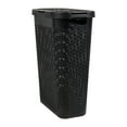 thumbnail image 3 of Mind Reader 40L Slim Laundry Hamper, Clothes Basket, Lid, Wicker Design, Plastic, 18"L x 10.4"W x 23.5"H, Set of 2, Black, 3 of 8