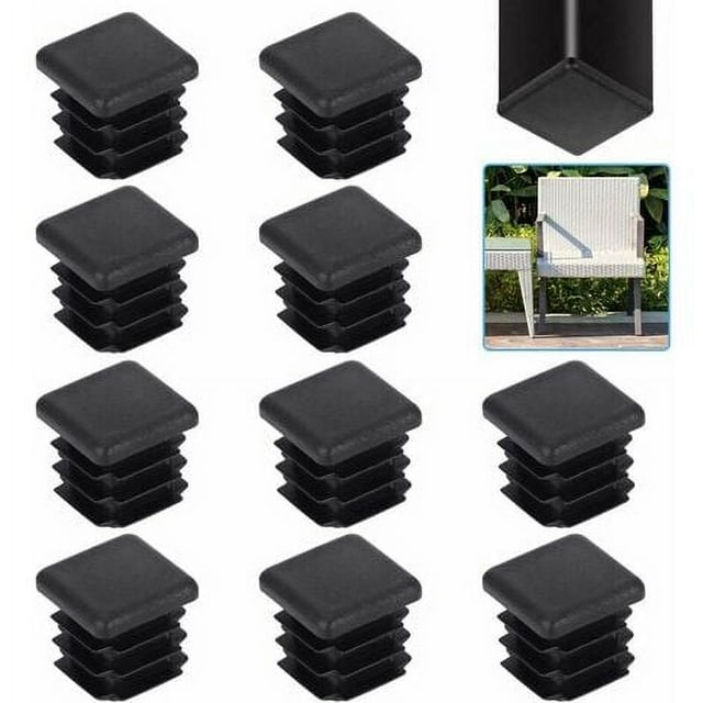 Paquete de 20 tapas de tubo cuadradas, 20 x 20 mm, tapas de extremo de plástico negras para tubos cuadrados, patas de sillas e insertos de muebles