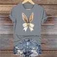 thumbnail image 5 of Cavosen Happy Easter Summer Tops for Women Short Sleeves Bunny Print Pullover Blouse Round Neck Festival Shirts Vacation Holiday T Shirts Loose Dressy Stylish Tees Gray 2XL, 5 of 5