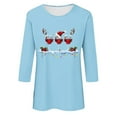 thumbnail image 3 of Women's Christmas Graphic Shirts Crewneck 3/4 Length Sleeve Casual Pullover Tee Tops Loose Soft Fit T Shirt, 3 of 3