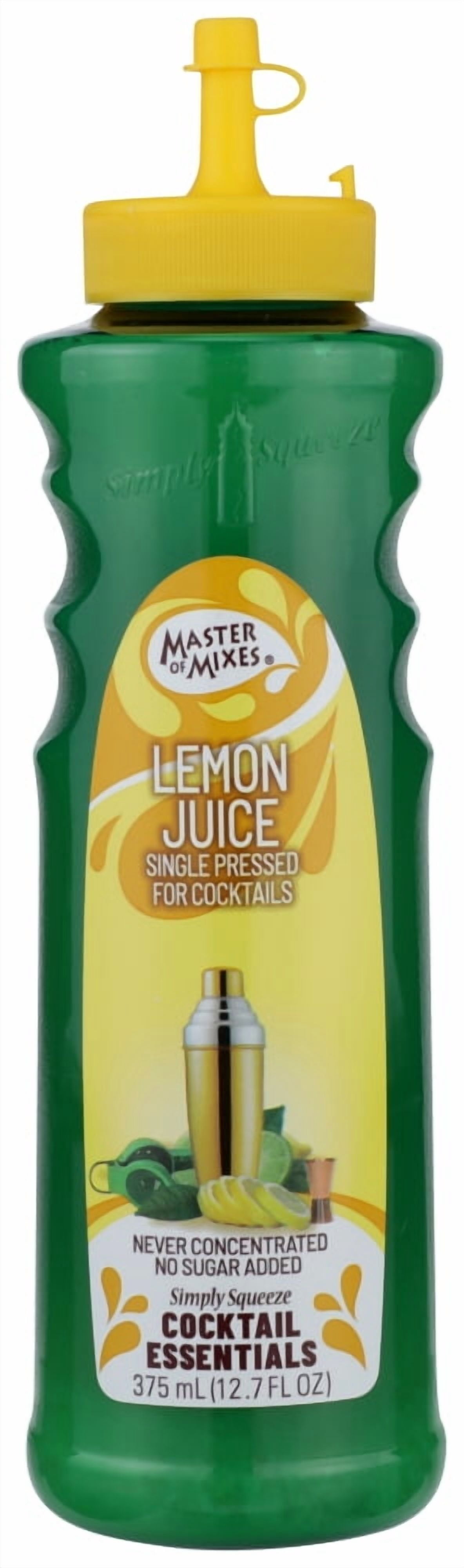 (4 pack) Master of Mixes Cocktail Essentials Single Pressed Lemon Juice, 12.7 fl oz Plastic Bottle, Shelf-Stable