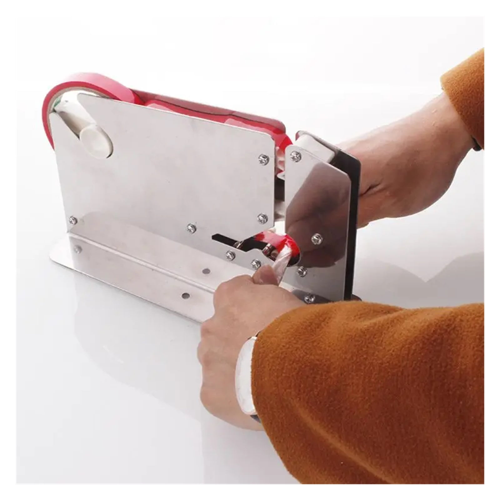 Stainless Steel Supermarket Bag Sealing Machine, Food Packaging Fruit Shop Packer Portable Tape Cutter Dispenser