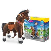 PonyCycle Kid-Powered Hores Ride-On Toy, No Battery, Smooth Wheels, Ages 4-7, Chocolate Brown, U421