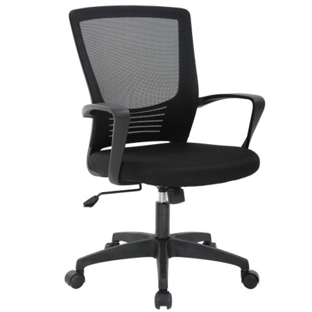 Furinno Home Office Swivel Chair, Mid Back, Black