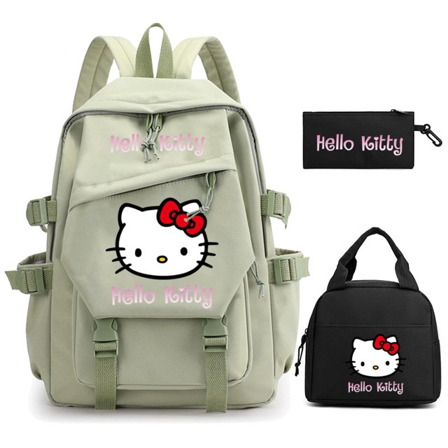 3Pcs/set Hello Kitty Anime Backpack for Girl Boy Children Lunch Bags Student Teenager Bookbag Schoolbag Knapsack Women Rucksack