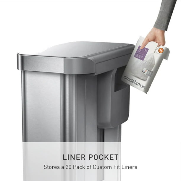 simplehuman 58L/15.3G Dual Compartment Recycling Bin, Stainless