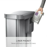 simplehuman Kitchen Recycling Trash Can, 58 Liter / 15.3 Gallon, Stainless Steel, Soft Close Lid Liner Rim Step Garbage Bin, Brushed Stainless Steel With Plastic Lid