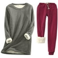 thumbnail image 2 of Wiyuqeen Womens 2PCS Loungwear Set Thicken Winter Warm Sherpa Fleece Lined Sweatshirt + Drawstring Pants Soft Pjs Sleepwear with Pocket, 2 of 3