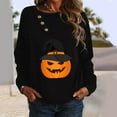 thumbnail image 4 of Hauts pour Femmes Mode Manches Longues Boutonné Imprimé Mignon Col Rond Pull Léger Tempérament Sport Blouse Douce (Petit, Noir), 4 of 6