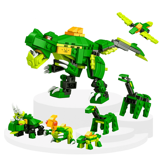 MIADEAL Dinosaur Building Blocks Toy Set, 6 in 1, T-Rex, Pterodactyl, Triceratops and More