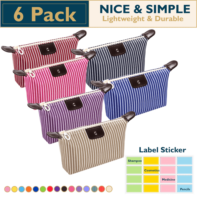 ComfiTime Bolsa de Maquillaje - Set de 3 Bolsas de Tocador de Viaje, Cosméticos Impermeable, Pequeña, para Mujeres, Hombres y Niños, Nailon Multiusos con Cremallera