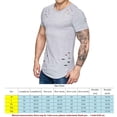 thumbnail image 2 of Camisetas de cuello redondo sueltas de color sólido rasgadas para hombre Camiseta de manga corta curvada ahuecada informal para hombre Advancent FS7578-22, 2 of 2