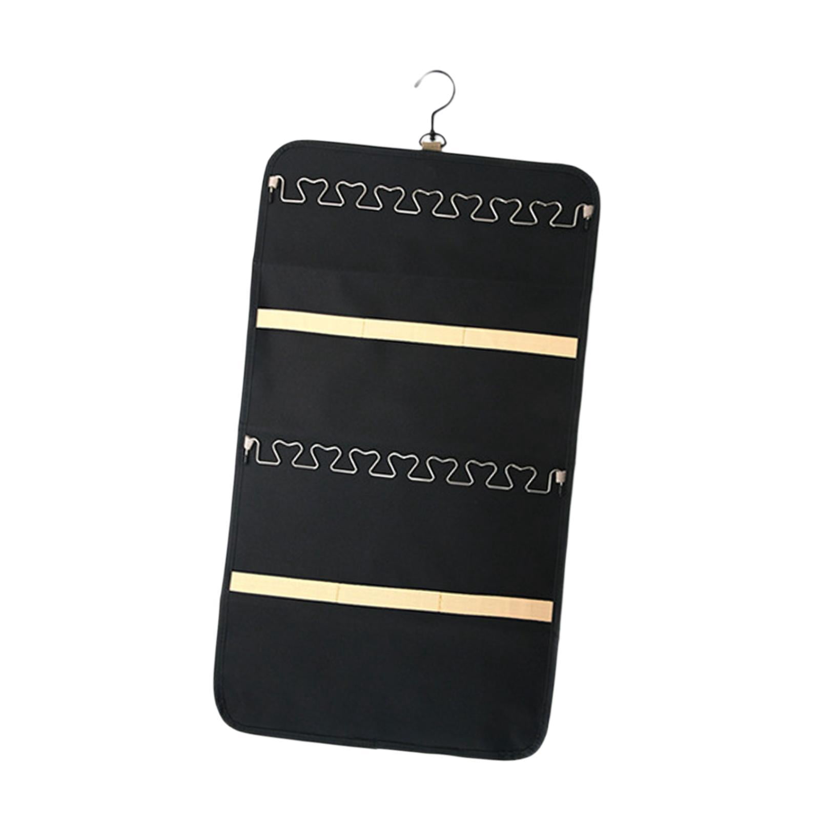 FVDPWYE Double Sided Hanging Jewelry Organizer Jewelry Roll for Earrings Rings Wall Door Black