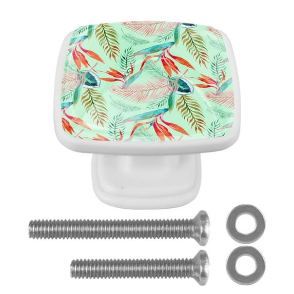 4 Pieces Set Drawer Pulls Handle Square Wardrobe Cabinet Knobs with Stainless Steel Screws Furniture Kitchen Decor