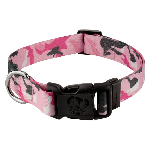 Country Brook Petz® Deluxe Pink and Grey Camo Dog Collar - Made in the U.S.A., Small