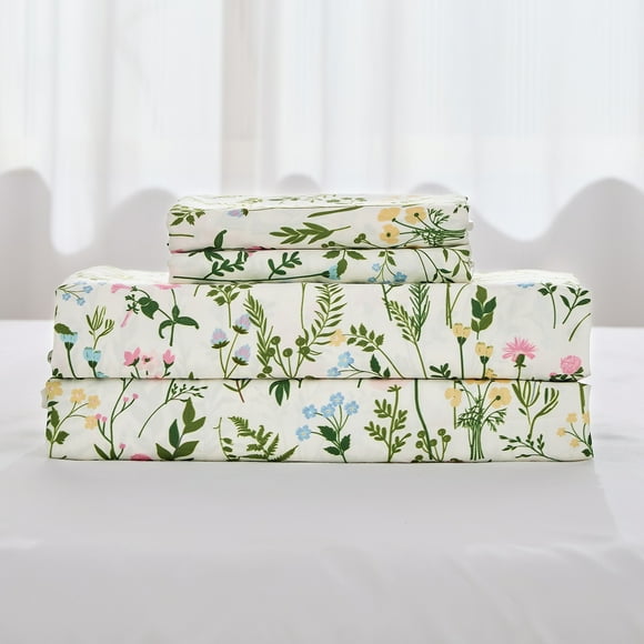 Gogreen 4PC Deep Pocket California King Sheet Set Fit 14", Breathable Microfiber Soft California King Size Sheet Set, Hotel Style Bed Sheet Set, Gift for Women, Men - Floral