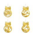 thumbnail image 3 of Juego de 4 o 12 Adornos Navideños de Bolas Planas de Acrílico Dorado de Doble Cara, 3 of 7