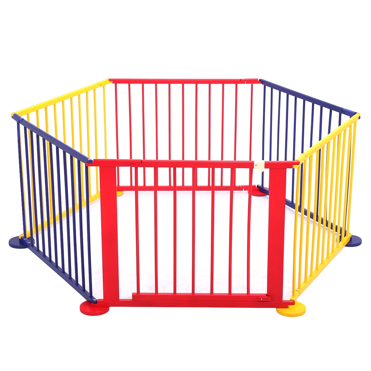 Wood Baby Playpen 6 Panel Kids Safety Play Center Portable Playard Home