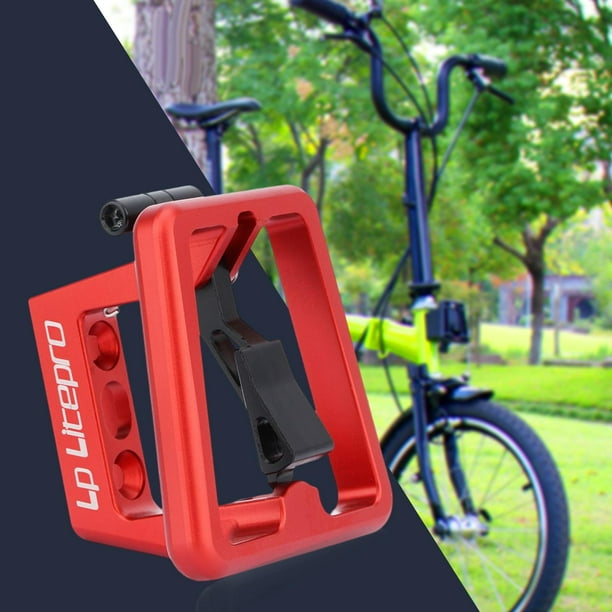 Bloque portador de bicicleta plegable, aleación de aluminio, soporte de jaula para mochila de bicicleta, soporte adaptador de portaequipajes Rojo DYNWAVEMX Bloque portabicicletas delantero