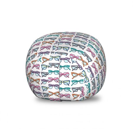 Colorful Storage Toy Bag Chair  Eighties Style Retro Glasses with Many Different Vintage Female Fashion Pattern  Stuffed Animal Organizer Washable Bag  Small Size  Multicolor  by Ambesonne