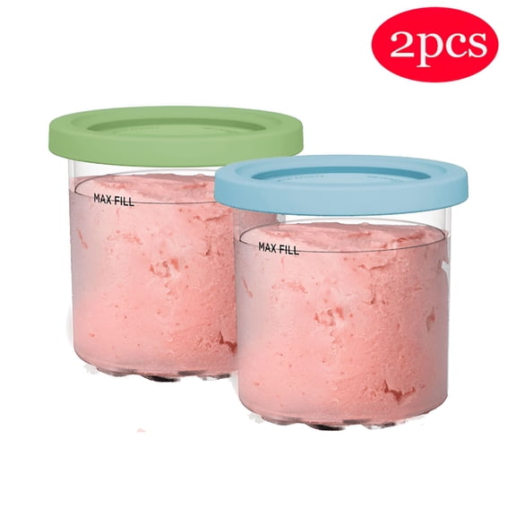 ACDANC Acrylic Ice Cream Pints with Silicone Lids - 2/4 Piece Durable Storage Containers for Homemade Frozen Treats