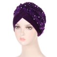 thumbnail image 3 of Women Glitter Sequins Headscarf Headband Head Wraps Muslims Bonnet Hijab Chemo Cap Turban Hat WHITE, 3 of 8