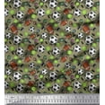 thumbnail image 1 of Soimoi Viscose Chiffon Fabric Cricket Ball,Rugby & Football Sports Decor Fabric Printed Yard 42 Inch Wide, 1 of 1