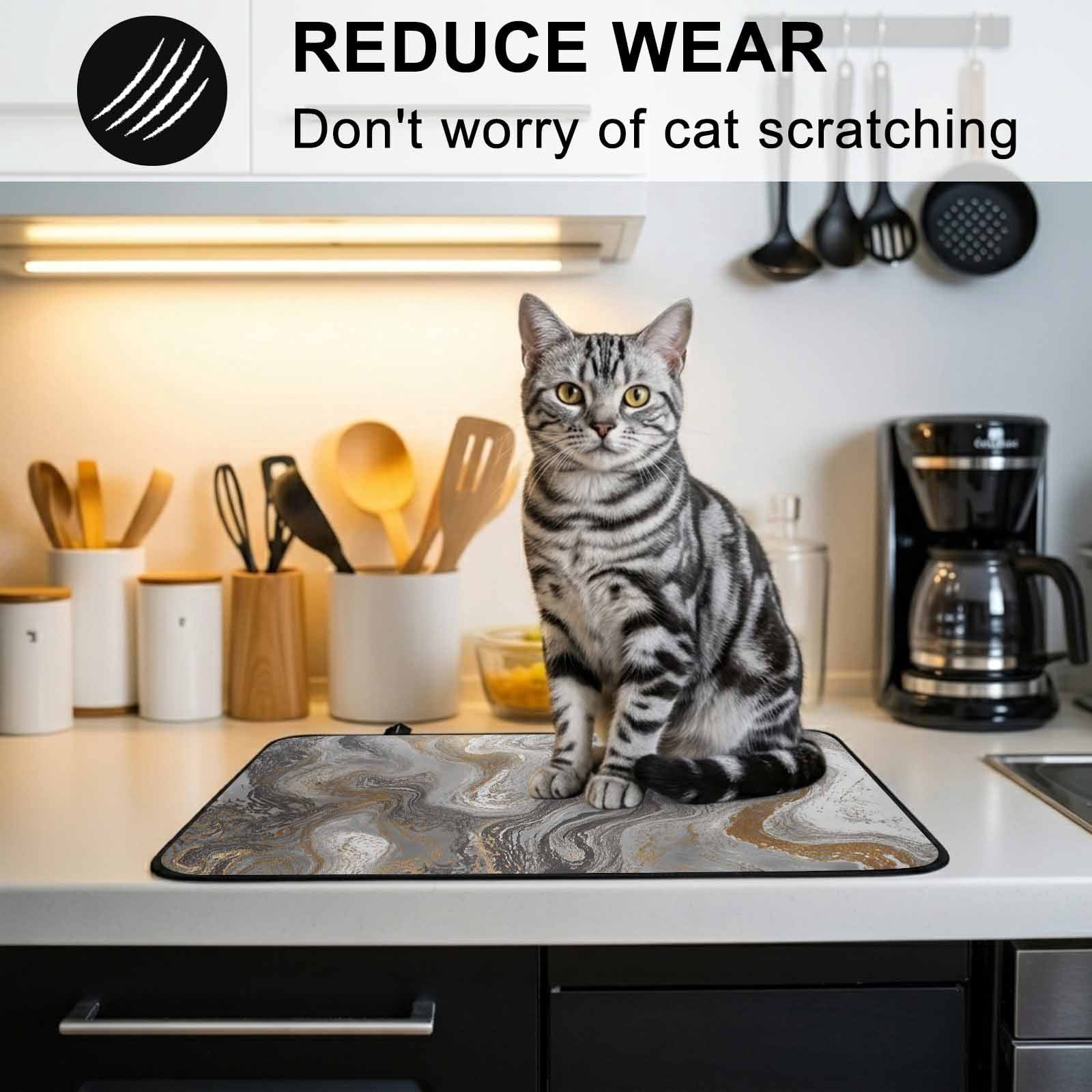 Gray Marble Stove Top Cover for Electric Stove, Heat-proof & Non Slip Glass Top Stove Cover Protector, Farmhouse Vintage Abstract Ombre Texture Kitchen Flat Cooktop Rubber Mat 31x24 Inches