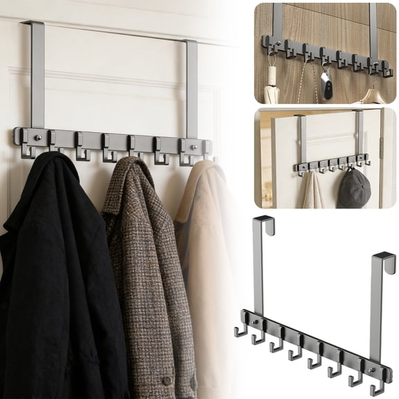 Goowood Wall Mounted Coat Rack Hat Hooks Heavy Duty Entryway Hanger for Jackets Backpacks Purses Modern Long Handle Storage Organizer