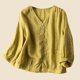 thumbnail image 1 of Fiudx Camisas de Mujer Casual Mujer Cuello En V Verano Sexy Degradado Regular Mujer Manga Corta Bordado, 1 of 6