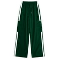 thumbnail image 4 of Karoyedx Girls Baggy Pants Girls Wide Leg Pants High Waist Trousers Vintage Kids Pant Streetwear Casual Trendy Dark Green Size,9-10 Years, 4 of 5