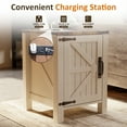 thumbnail image 5 of OKD Nightstand Set of 2 with Charging Station, Farmhouse Rustic Wood Side Table for Living Room, End Table for Bedroom, Antique White, 5 of 7