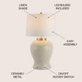 thumbnail image 4 of JONATHAN Y Regency Palm Leaf 31.5" Ceramic/Metal Bohemian Cottage LED Table Lamp, Cream, JYL6617A, 4 of 5