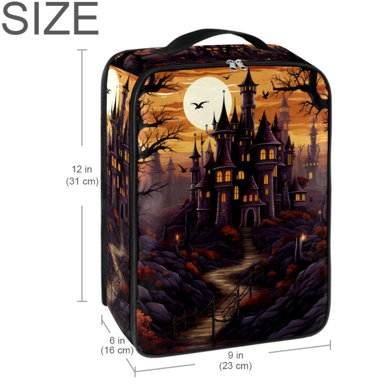 Halloween Castle Polyester Shoe Boxes - Premium Storage Containers for Sneakers, Boots, and More - 23x31cm/9x12in Size - Organize Your Footwear