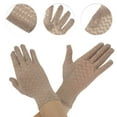 thumbnail image 2 of Unique Bargains 1 Pair Sunblock Mittens Ditsy Floral Lace Sun Block Driving Gloves for Women Coffee Color, 2 of 5
