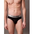 thumbnail image 4 of Calvin Klein Men's Brushed Microfiber Stretch Hip Briefs Triple Logo Stripe Platinum Rust X-Large, 4 of 6