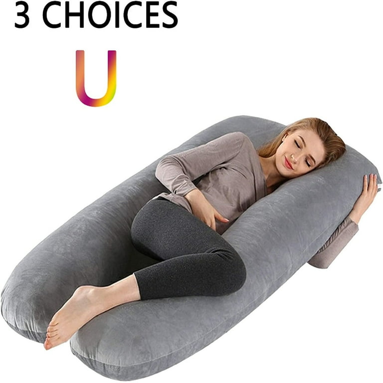 KARMAS PRODUCT U Shape Pregnancy Pillow 55 inch Maternity Pillow with Washable Velvet Cover Nursing Support Cushion Support for Back Hips Legs
