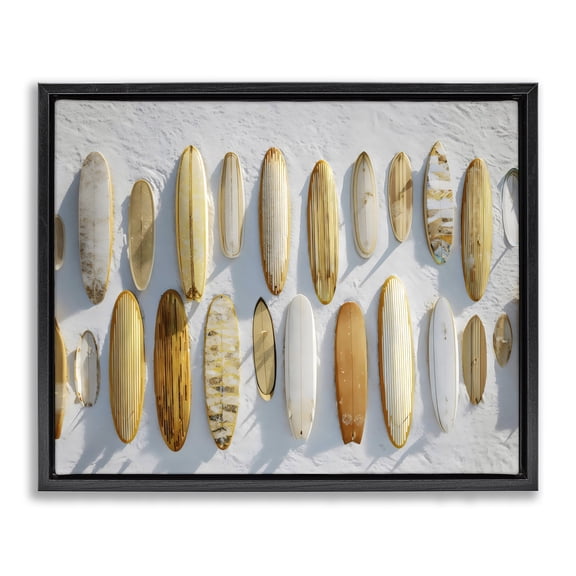 Stupell Industries Coastal Vintage Surfboard Collection Black Floating Frame Canvas Art, 21 x 17, by Franklyn Gregory