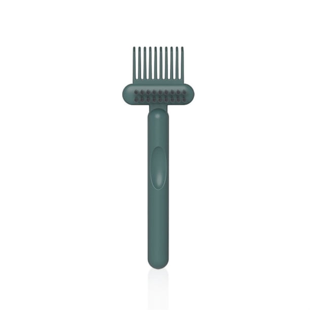 Monstrate Cepillo de limpieza de peine Peines de rizador de mano huecos de plástico Eliminación manual Dispositivos de de desechos Regalos Suministros de limpieza para el hogar Verde oscuro