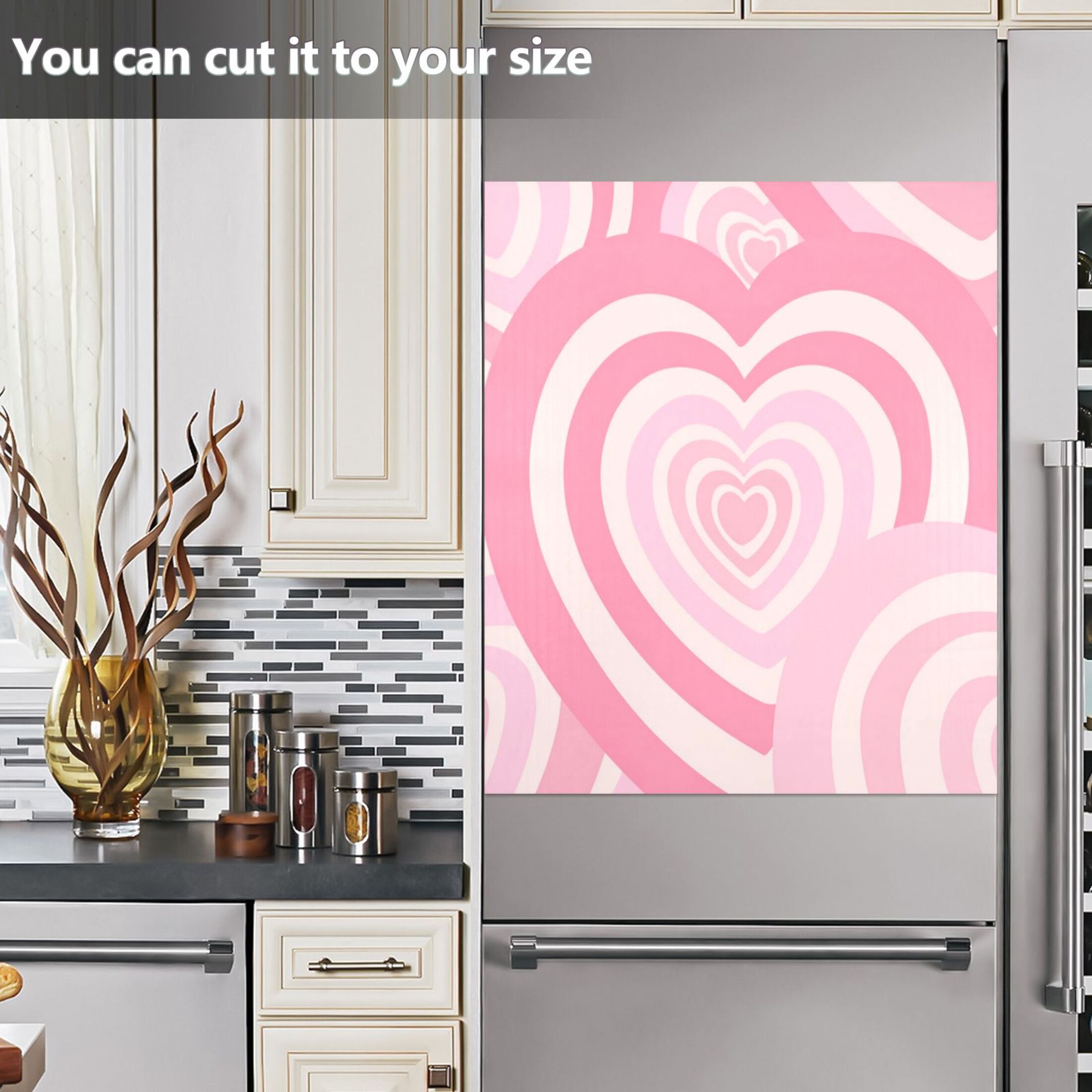 IAUYY Magnetic decorative sticker - 23x26 Inch PVC Refrigerator Decorative Cover, Removable DIY Art for Kitchen Appliances Delicate Pastel-colored Heart