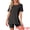Black, variant on Women's Pajama Set Split Jersey Knit Tops with Fitted Shorts S Brown