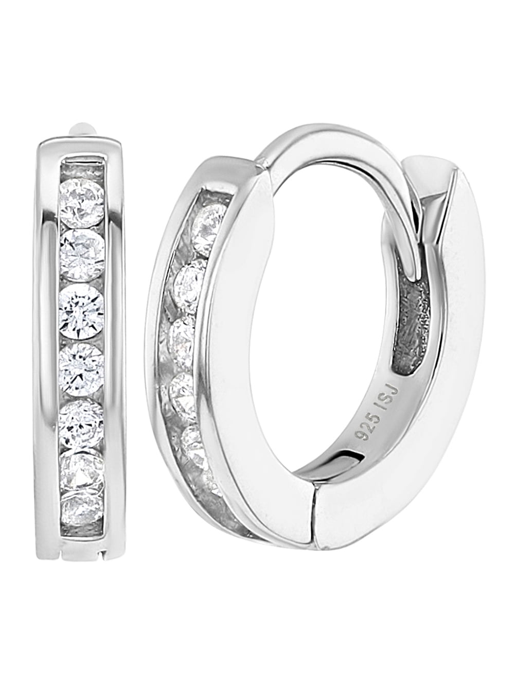 Details about   925 Sterling Silver Classic CZ Little Hoop Huggie Earrings Baby Girl 0.31" 
