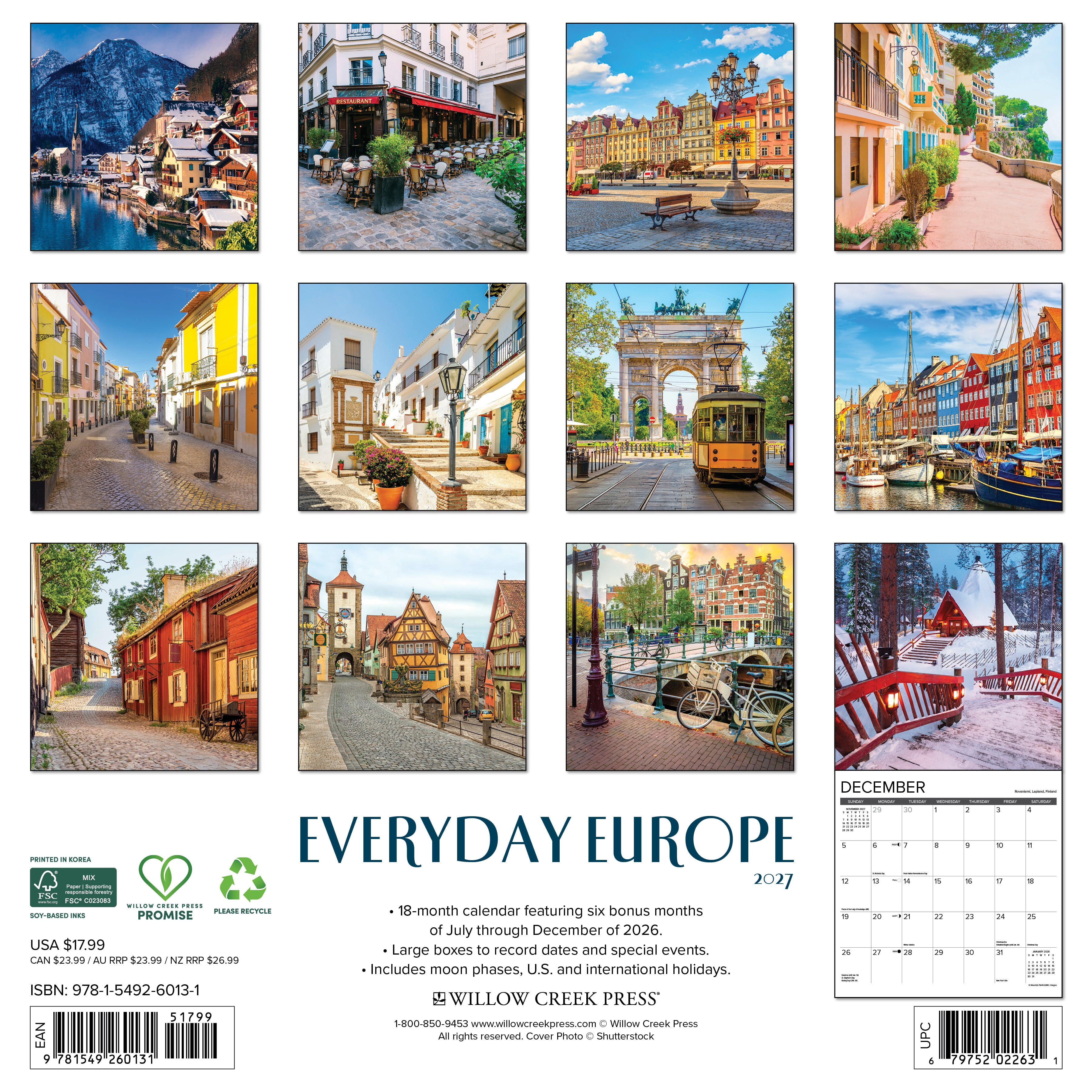 Willow Creek Press, Everyday Europe 2027 Wall Calendar