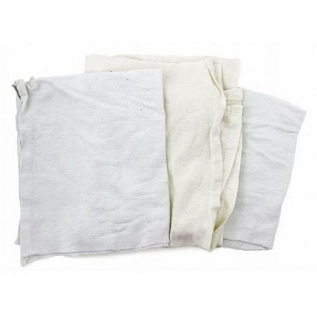 Recycled Cotton Flannel Cloth Rag 25 lb. Varies Sizes, White