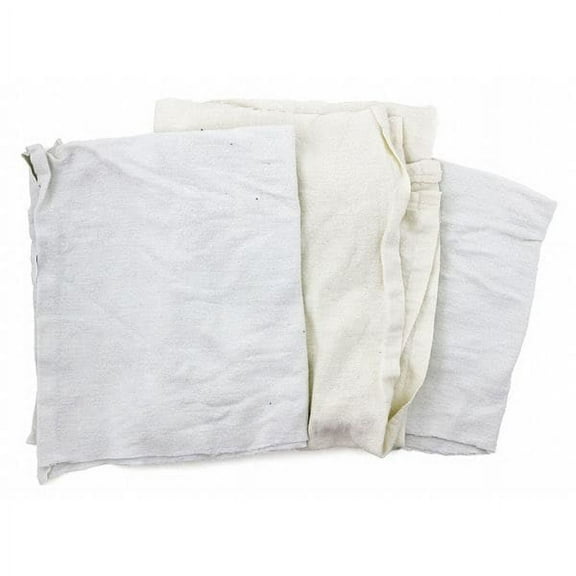 Recycled Cotton Flannel Cloth Rag 25 lb. Varies Sizes, White