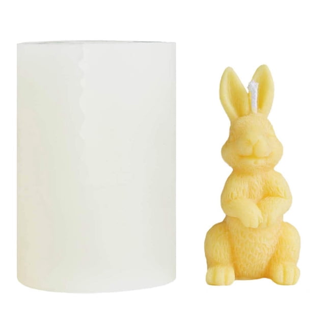 Molde de Silicona de Conejo de SimulacióN 3D para DecoracióN de Pasteles Conejito de Pascua FabricacióN de Velas Molde de Resina de Yeso para Velas Perfumadas