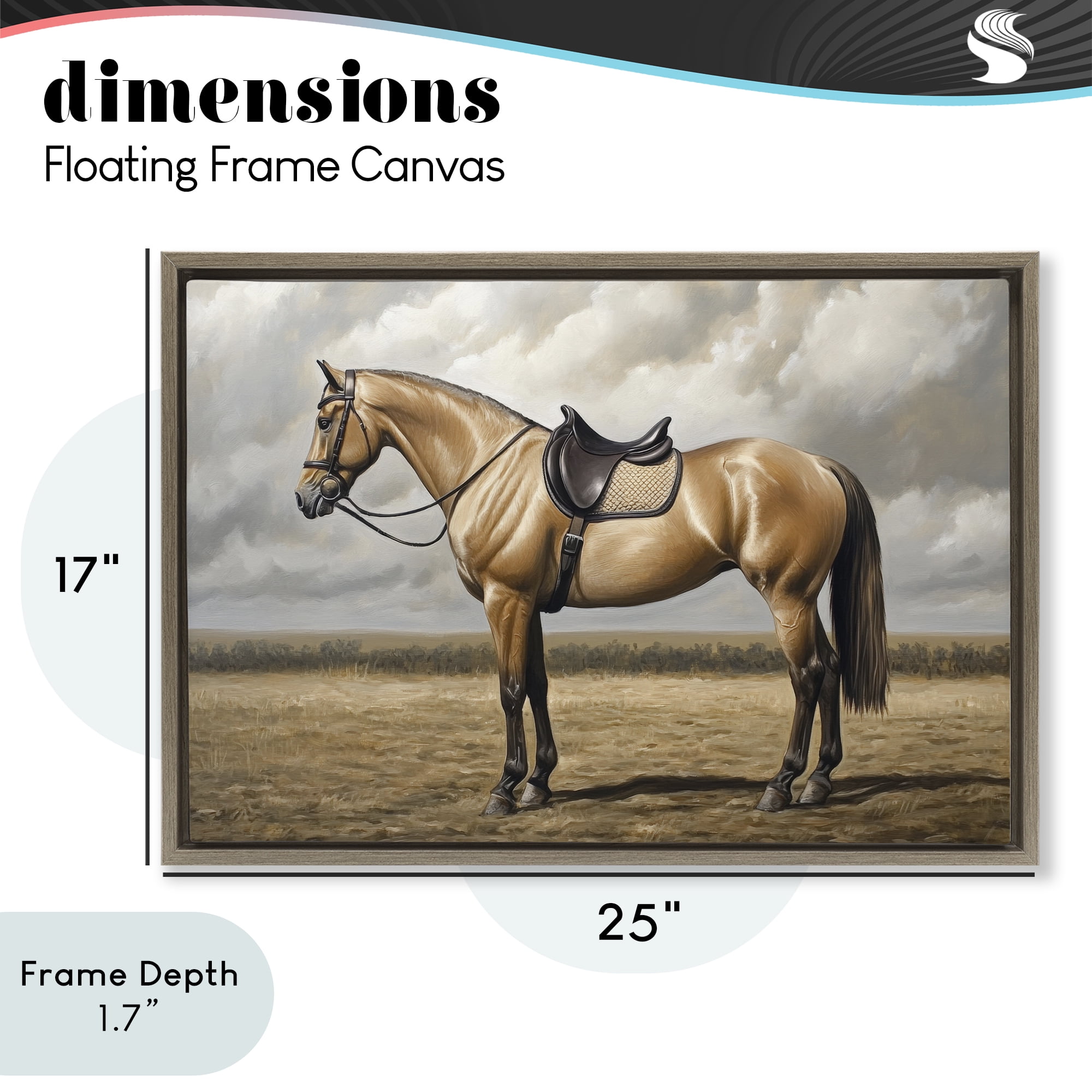 Stupell Industries Shiny Mare Saddled Up Brown Framed Floater Canvas Wall Art, design by Petal Prints Design
